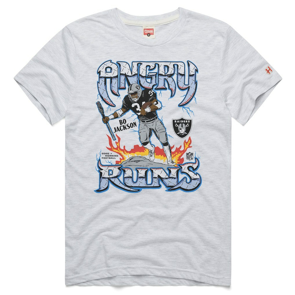 Bo Jackson Las Vegas Raiders Homage Unisex Retro Angry Runs Tri-Blend T-Shirt - Ash - NFL