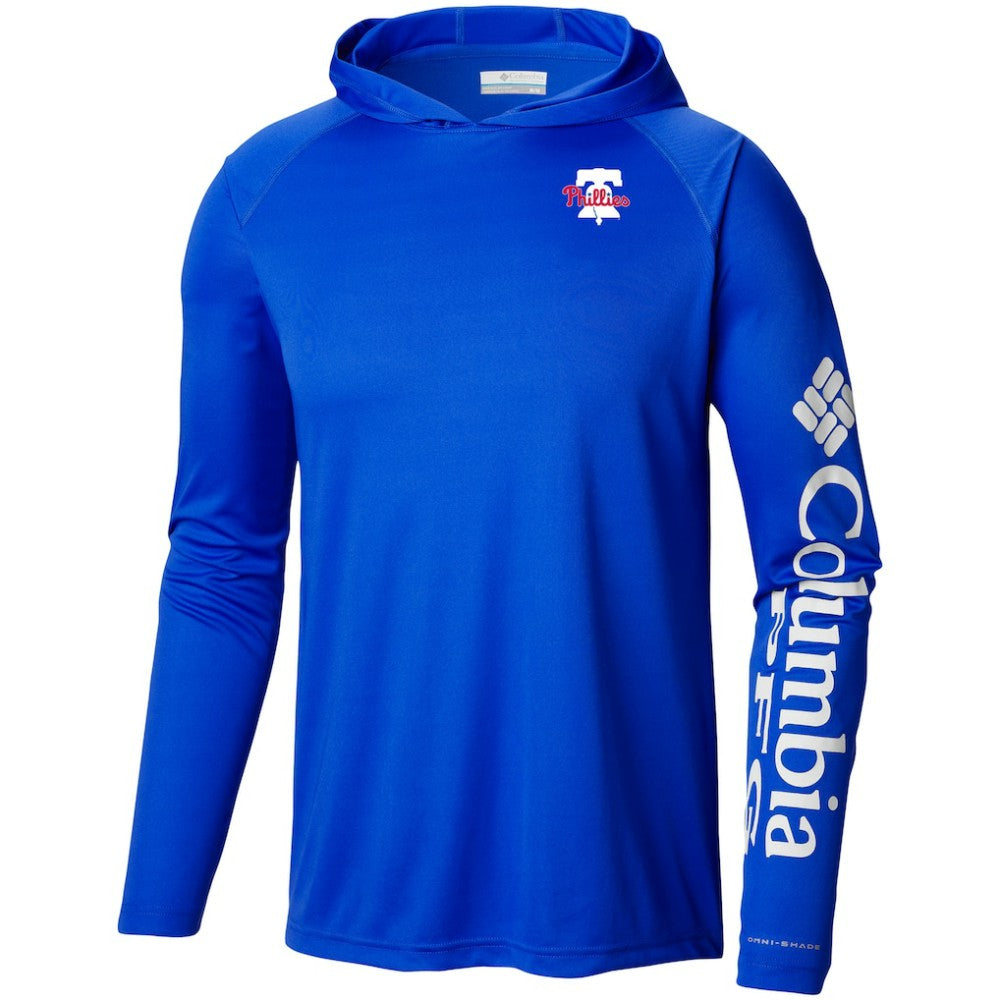 Philadelphia Phillies Columbia Omni-Wick Terminal Tackle Raglan Long Sleeve Hoodie T-Shirt Sale