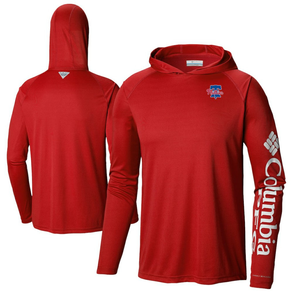 Philadelphia Phillies Columbia Omni-Wick Terminal Tackle Raglan Long Sleeve Hoodie T-Shirt for sale