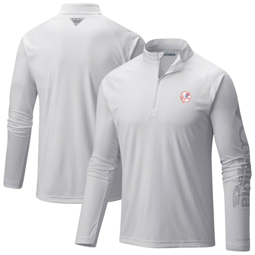 New York Yankees Columbia Terminal Tackle Raglan Omni-Shade Quarter-Zip Pullover Top Sale