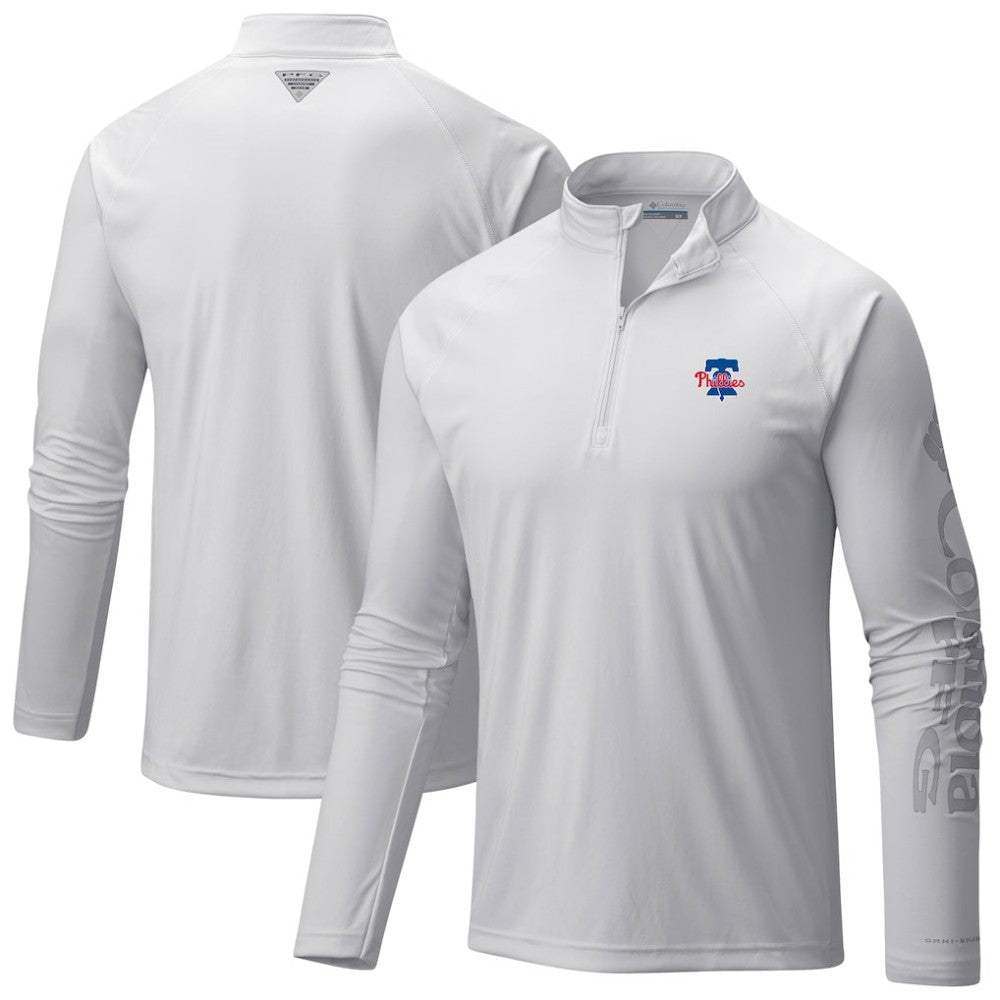 Philadelphia Phillies Columbia Terminal Tackle Raglan Omni-Shade Quarter-Zip Pullover Top Discount