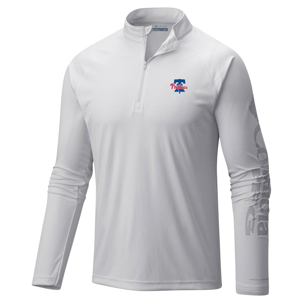 Philadelphia Phillies Columbia Terminal Tackle Raglan Omni-Shade Quarter-Zip Pullover Top Discount
