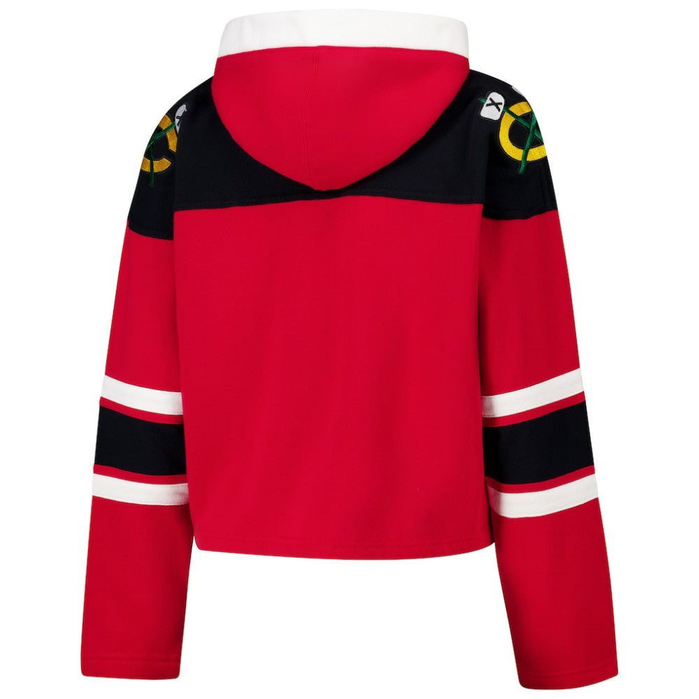 Chicago Blackhawks '47 Women's Cropped Superior Lacer Pullover Hoodie - Red | 47 brand Lifestyle