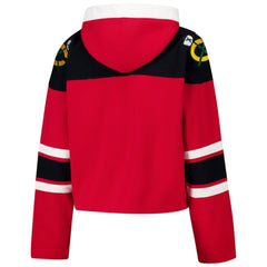 Chicago Blackhawks '47 Women's Cropped Superior Lacer Pullover Hoodie - Red | 47 brand Lifestyle