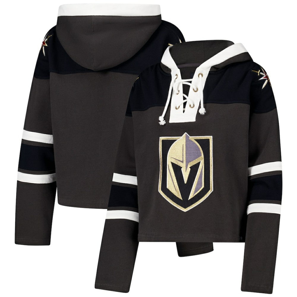 Vegas Golden Knights '47 Women's Cropped Superior Lacer Pullover Hoodie - Charcoal | 47 brand online
