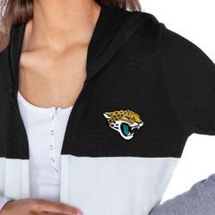 Jacksonville Jaguars Gameday Couture Women's Tri-Blend Color Block Lightweight Cardigan Hoodie - Black - NFL