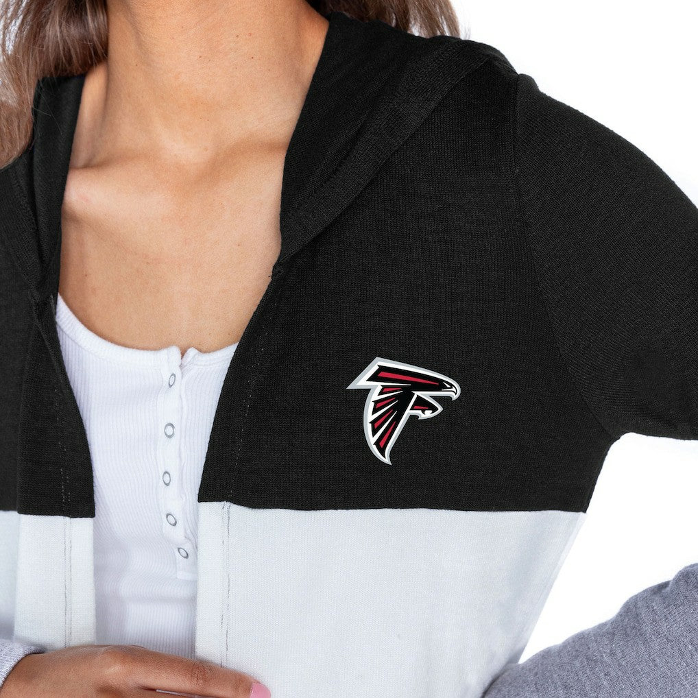 Atlanta Falcons Gameday Couture Women's Tri-Blend Color Block Lightweight Cardigan Hoodie - Black - NFL