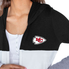 Kansas City Chiefs Gameday Couture Women's Tri-Blend Color Block Lightweight Cardigan Hoodie - Black - NFL