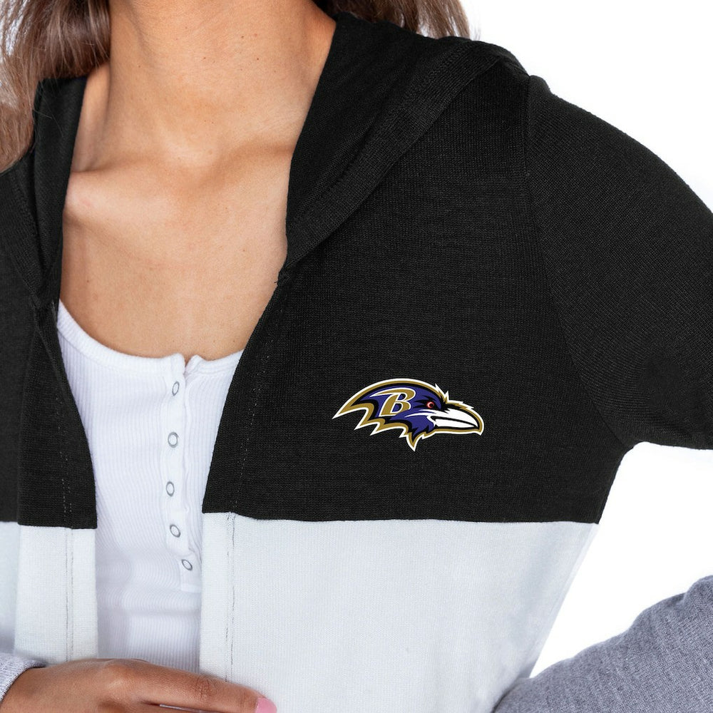 Baltimore Ravens Gameday Couture Women's Tri-Blend Color Block Lightweight Cardigan Hoodie - Black - NFL