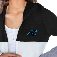 Carolina Panthers Gameday Couture Women's Tri-Blend Color Block Lightweight Cardigan Hoodie - Black - NFL
