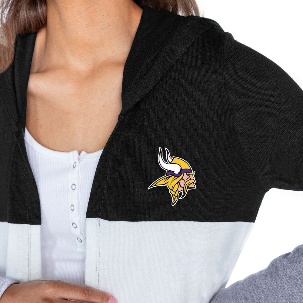 Minnesota Vikings Gameday Couture Women's Tri-Blend Color Block Lightweight Cardigan Hoodie - Black - NFL