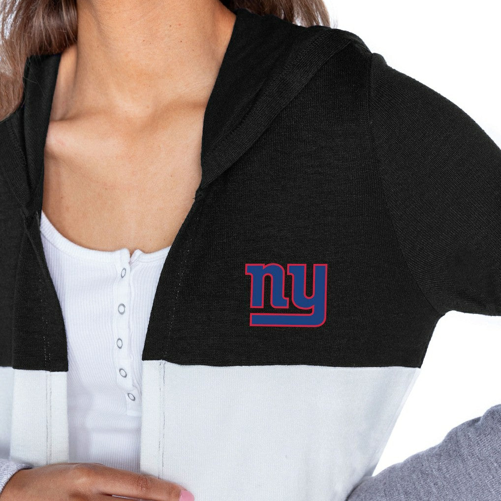 New York Giants Gameday Couture Women's Tri-Blend Color Block Lightweight Cardigan Hoodie - Black - NFL