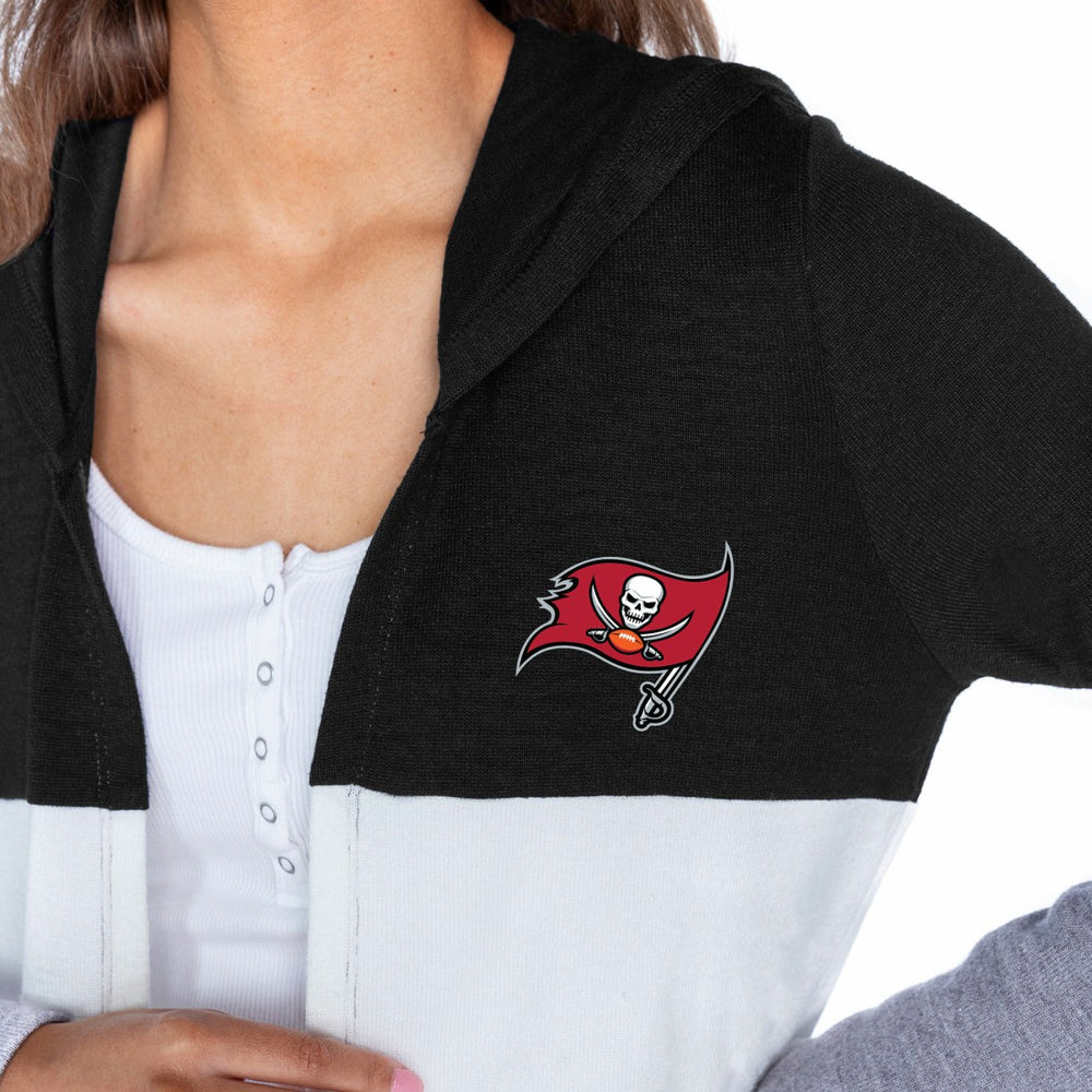 Tampa Bay Buccaneers Gameday Couture Women's Tri-Blend Color Block Lightweight Cardigan Hoodie - Black - NFL