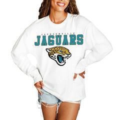 Jacksonville Jaguars Gameday Couture Women's Big Goals Oversized Long Sleeve T-Shirt - White - NFL