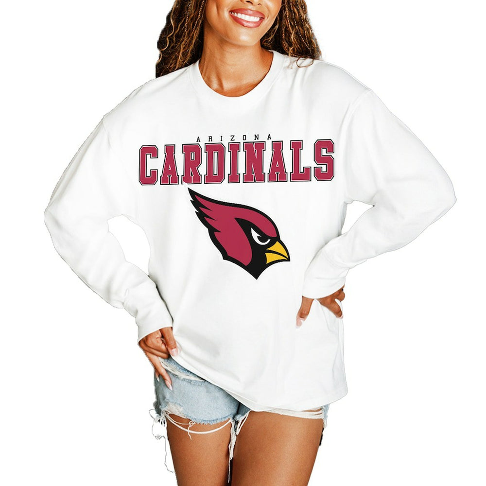 Arizona Cardinals Gameday Couture Women's Big Goals Oversized Long Sleeve T-Shirt - White - NFL