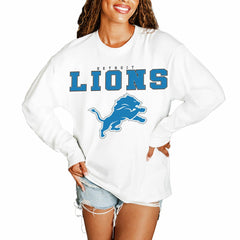 Detroit Lions Gameday Couture Women's Big Goals Oversized Long Sleeve T-Shirt - White - NFL
