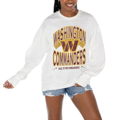 Washington Commanders Gameday Couture Women's Time Out Oversized Long Sleeve T-Shirt - White - NFL
