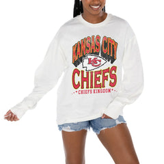 Kansas City Chiefs Gameday Couture Women's Time Out Oversized Long Sleeve T-Shirt - White - NFL