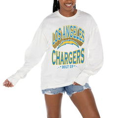 Los Angeles Chargers Gameday Couture Women's Time Out Oversized Long Sleeve T-Shirt - White - NFL