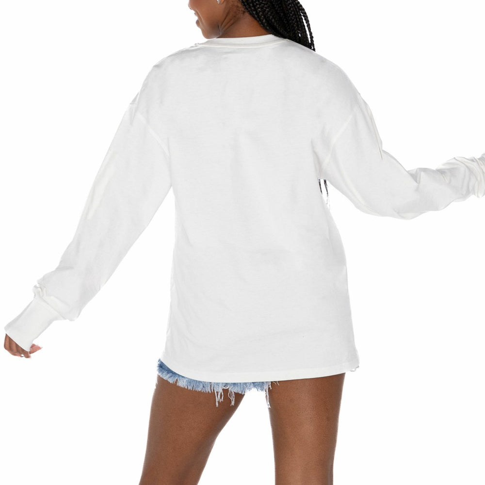 New York Giants Gameday Couture Women's Time Out Oversized Long Sleeve T-Shirt - White - NFL