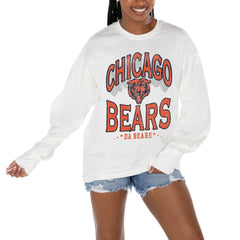 Chicago Bears Gameday Couture Women's Time Out Oversized Long Sleeve T-Shirt - White - NFL