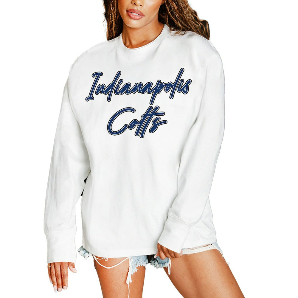Indianapolis Colts Gameday Couture Women's Classic Comeback Oversized Long Sleeve T-Shirt - White - NFL