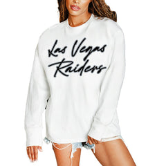 Las Vegas Raiders Gameday Couture Women's Classic Comeback Oversized Long Sleeve T-Shirt - White - NFL