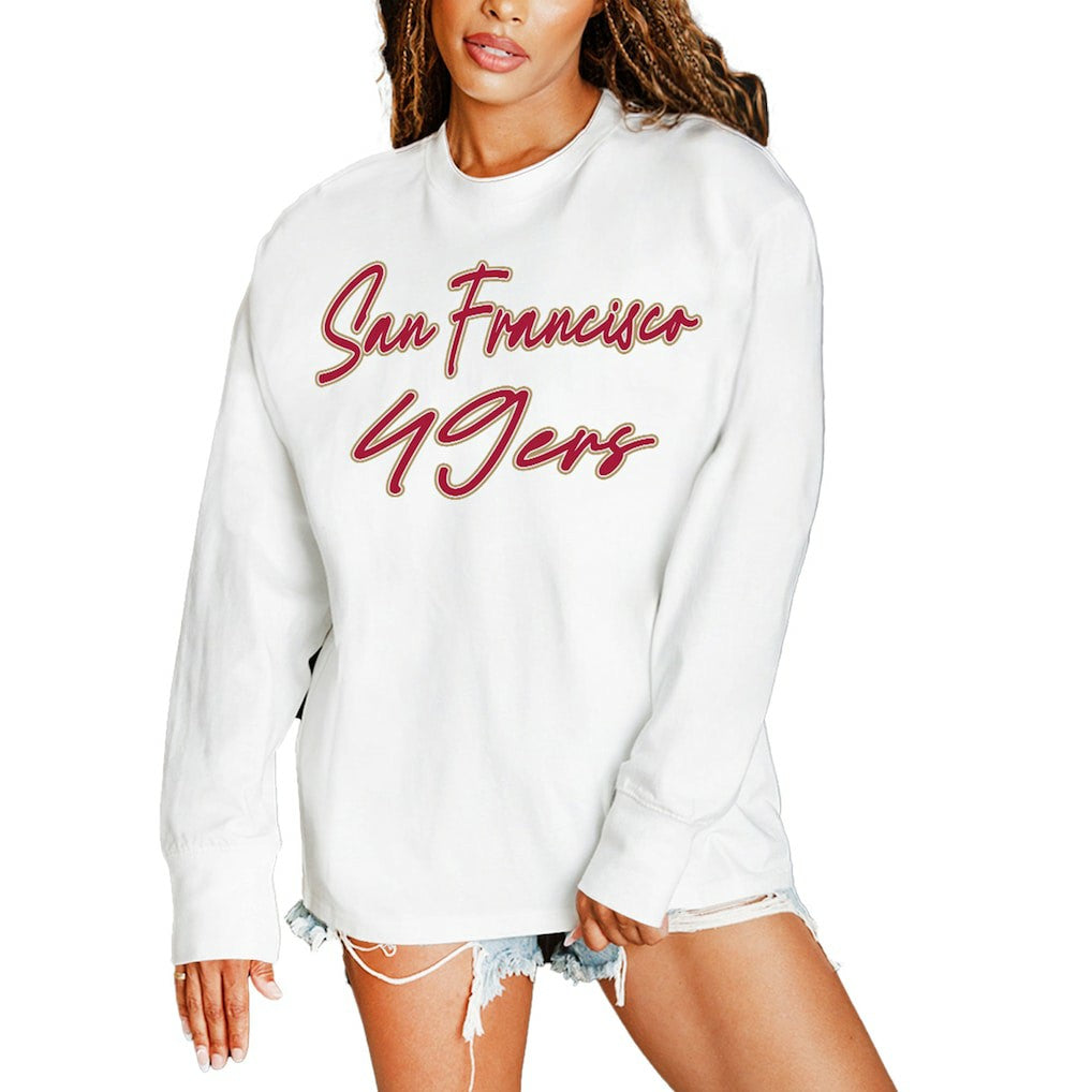 San Francisco 49ers Gameday Couture Women's Classic Comeback Oversized Long Sleeve T-Shirt - White - NFL