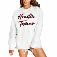 Houston Texans Gameday Couture Women's Classic Comeback Oversized Long Sleeve T-Shirt - White - NFL