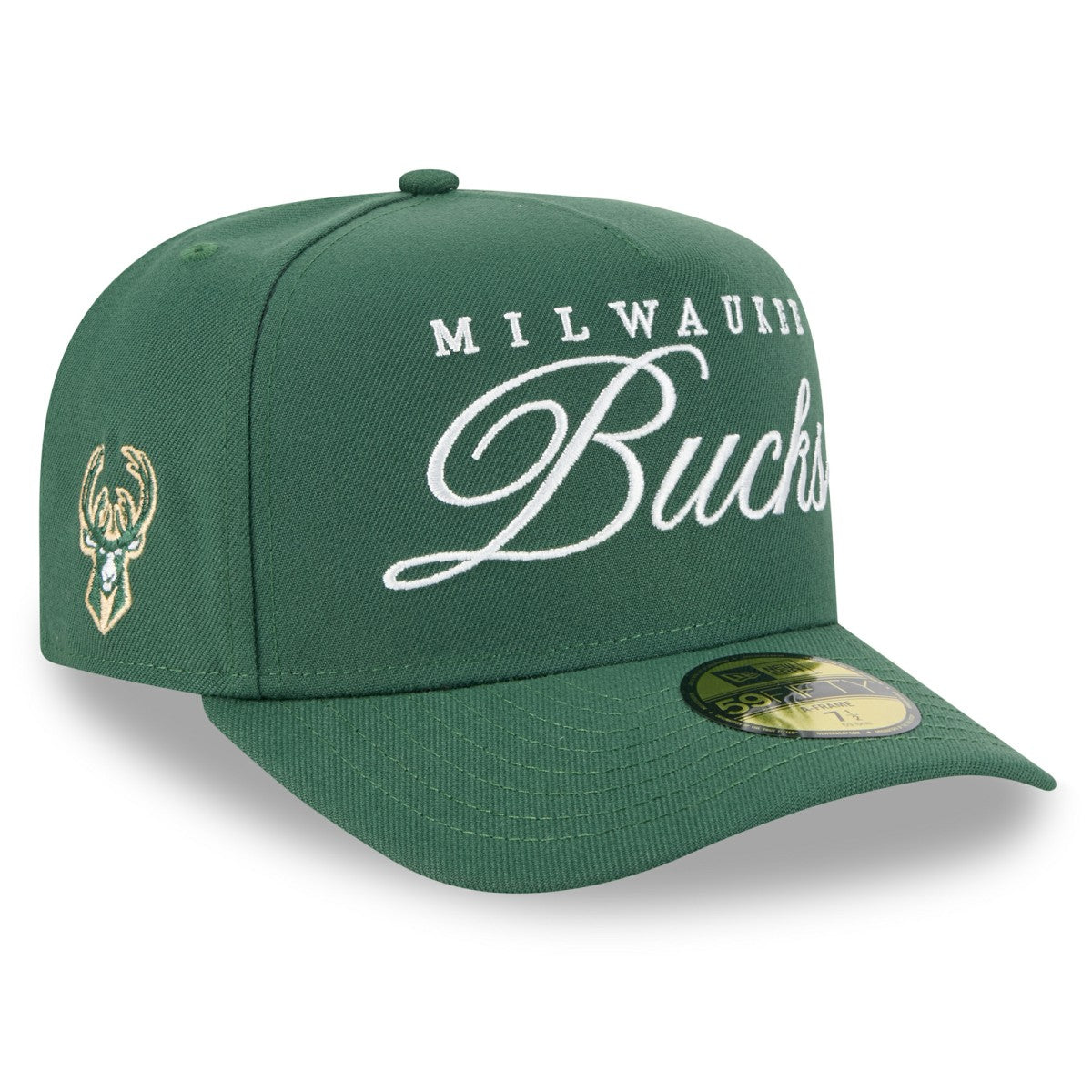 New Era Milwaukee Bucks 2025 NBA Draft A-Frame 59FIFTY Fitted Hat Hunter Green