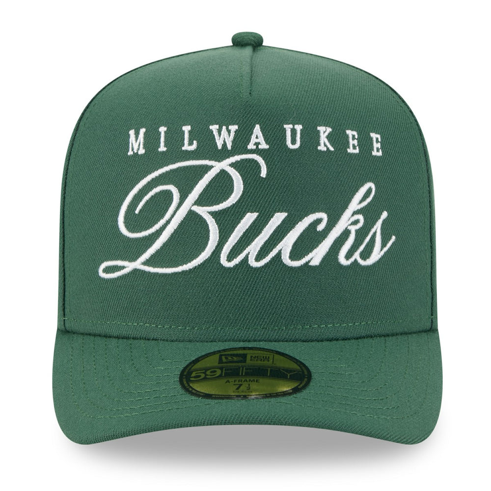 New Era Milwaukee Bucks 2025 NBA Draft A-Frame 59FIFTY Fitted Hat Hunter Green
