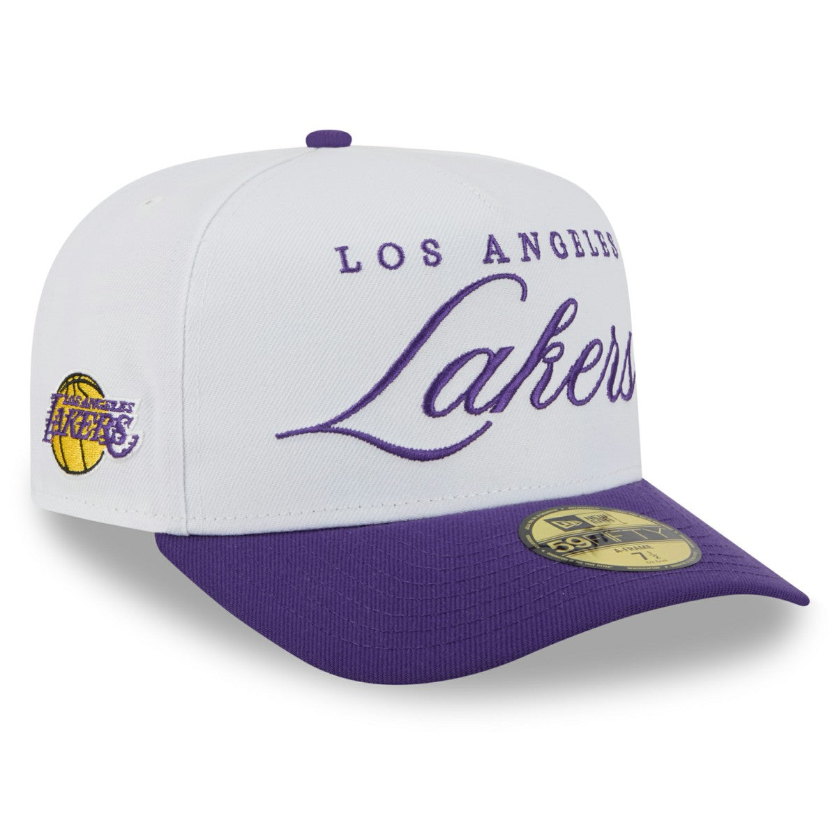 New Era Los Angeles Lakers 2025 NBA Draft A-Frame 59FIFTY Fitted Hat White/Purple