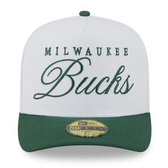New Era Milwaukee Bucks 2025 NBA Draft A-Frame 59FIFTY Fitted Hat White/Hunter Green