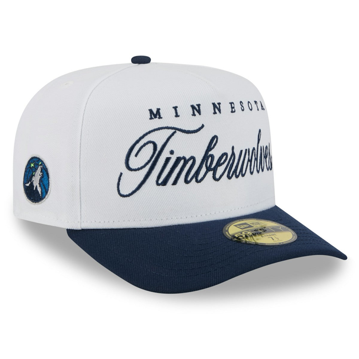 New Era Minnesota Timberwolves 2025 NBA Draft A-Frame 59FIFTY Fitted Hat White/Navy