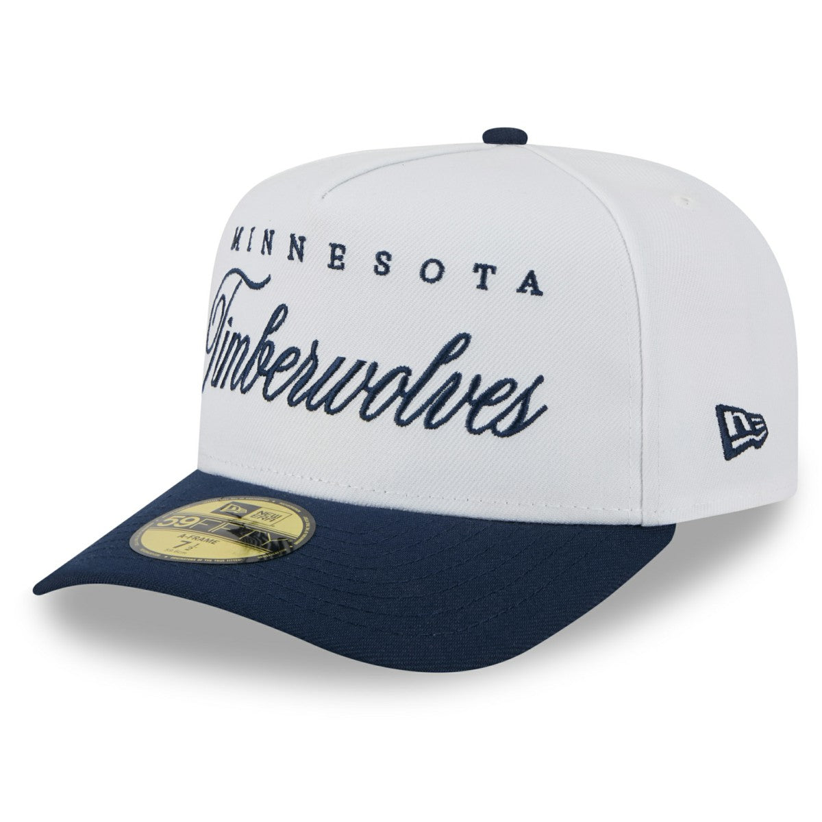 New Era Minnesota Timberwolves 2025 NBA Draft A-Frame 59FIFTY Fitted Hat White/Navy