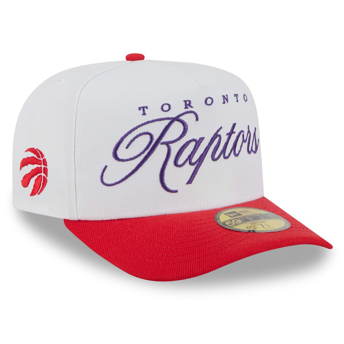 New Era Toronto Raptors 2025 NBA Draft A-Frame 59FIFTY Fitted Hat White/Red