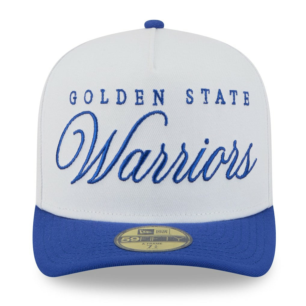 New Era Golden State Warriors 2025 NBA Draft A-Frame 59FIFTY Fitted Hat White/Royal