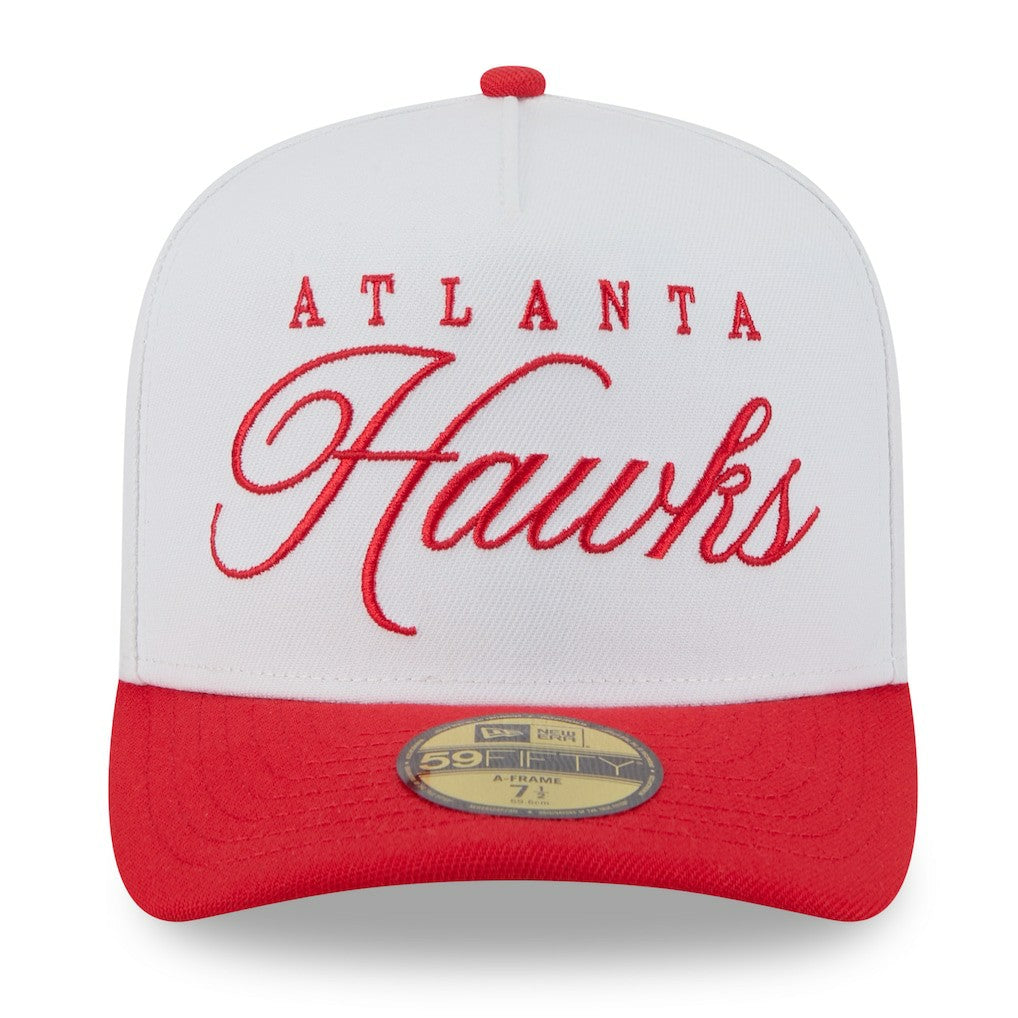 New Era Atlanta Hawks 2025 NBA Draft A-Frame 59FIFTY Fitted Hat White/Red