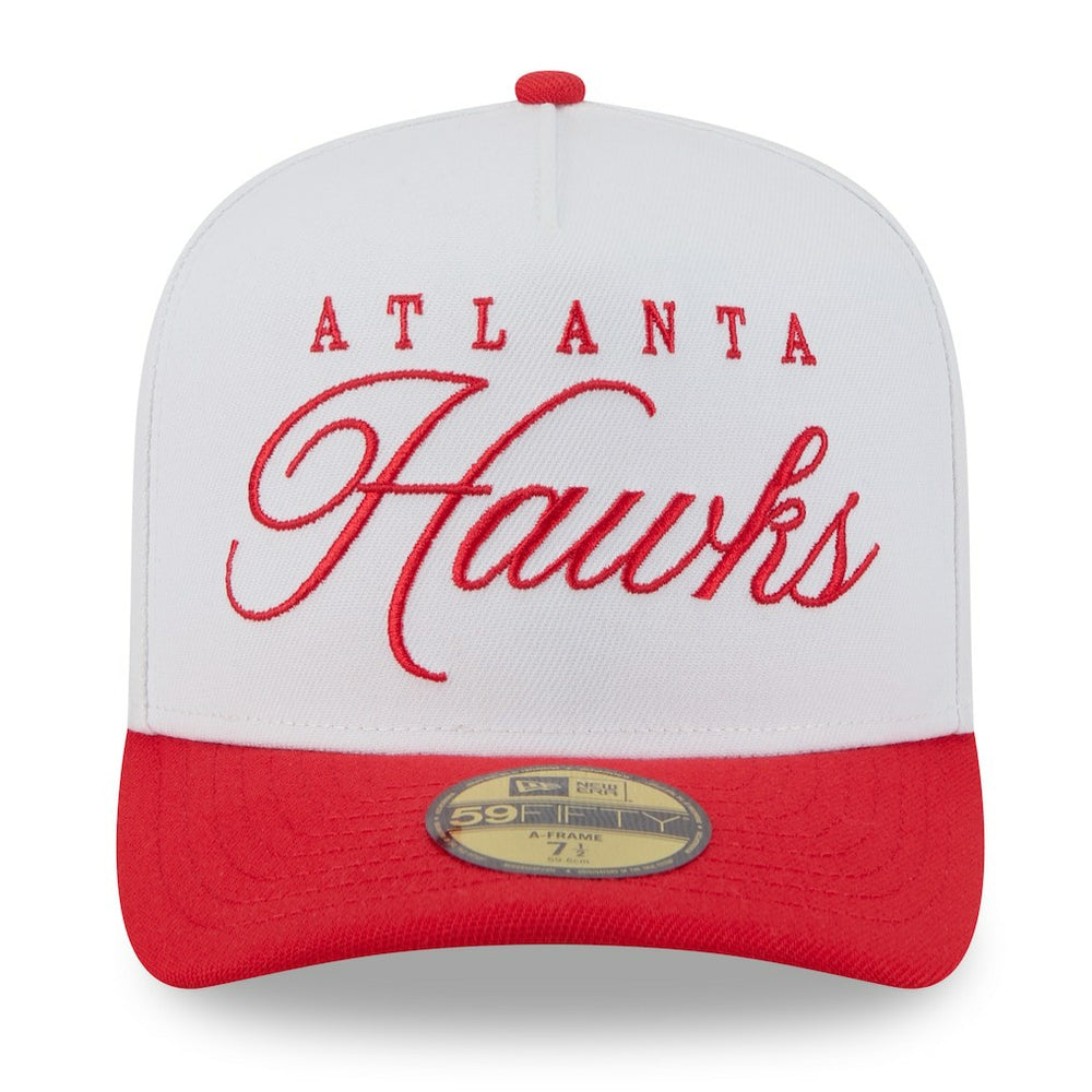 New Era Atlanta Hawks 2025 NBA Draft A-Frame 59FIFTY Fitted Hat White/Red