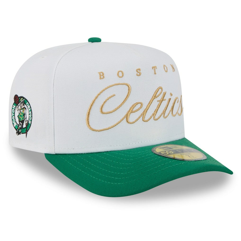 New Era Boston Celtics 2025 NBA Draft A-Frame 59FIFTY Fitted Hat White/Kelly Green