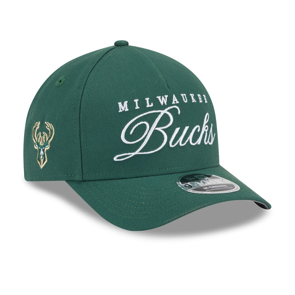 New Era Milwaukee Bucks 2025 NBA Draft M-Crown A-Frame 9FORTY Adjustable Hat Hunter Green