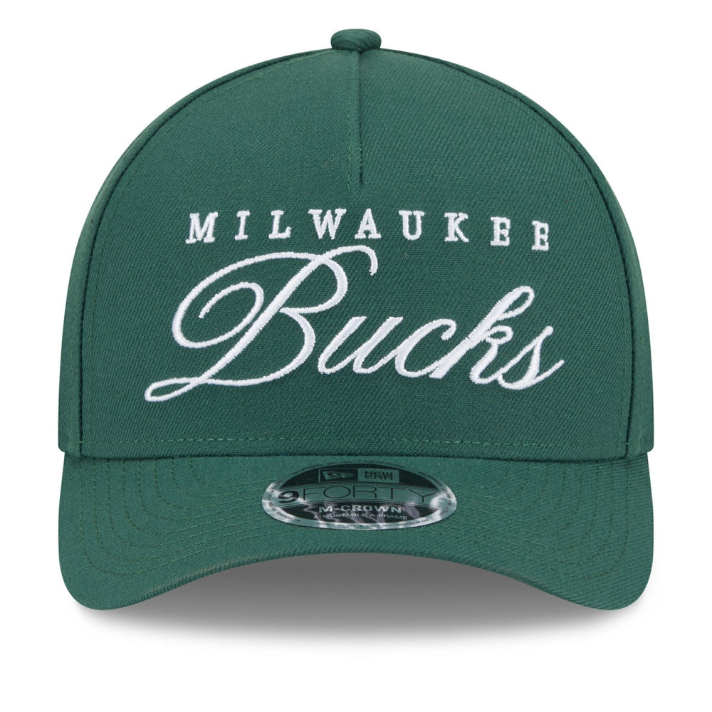 New Era Milwaukee Bucks 2025 NBA Draft M-Crown A-Frame 9FORTY Adjustable Hat Hunter Green