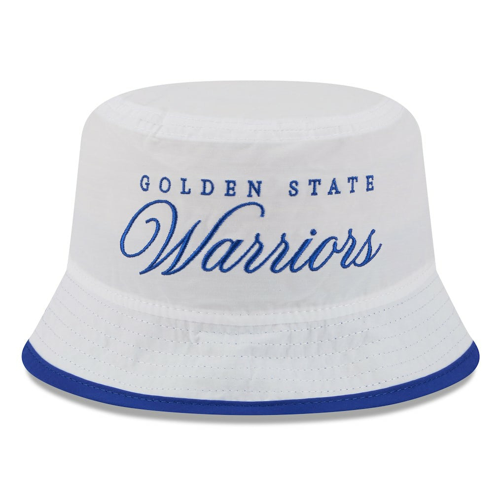New Era Golden State Warriors 2025 NBA Draft Nylon Bucket Hat White/Royal