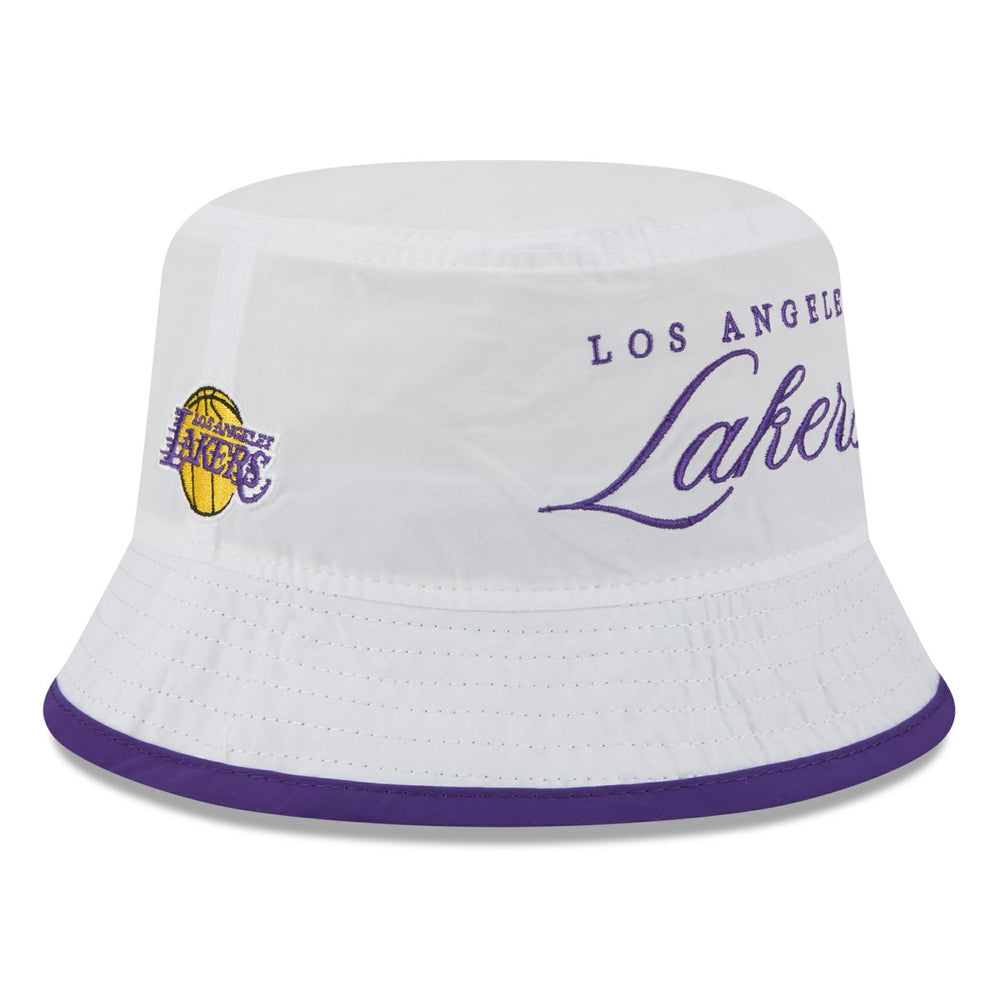 New Era Los Angeles Lakers 2025 NBA Draft Nylon Bucket Hat White/Purple