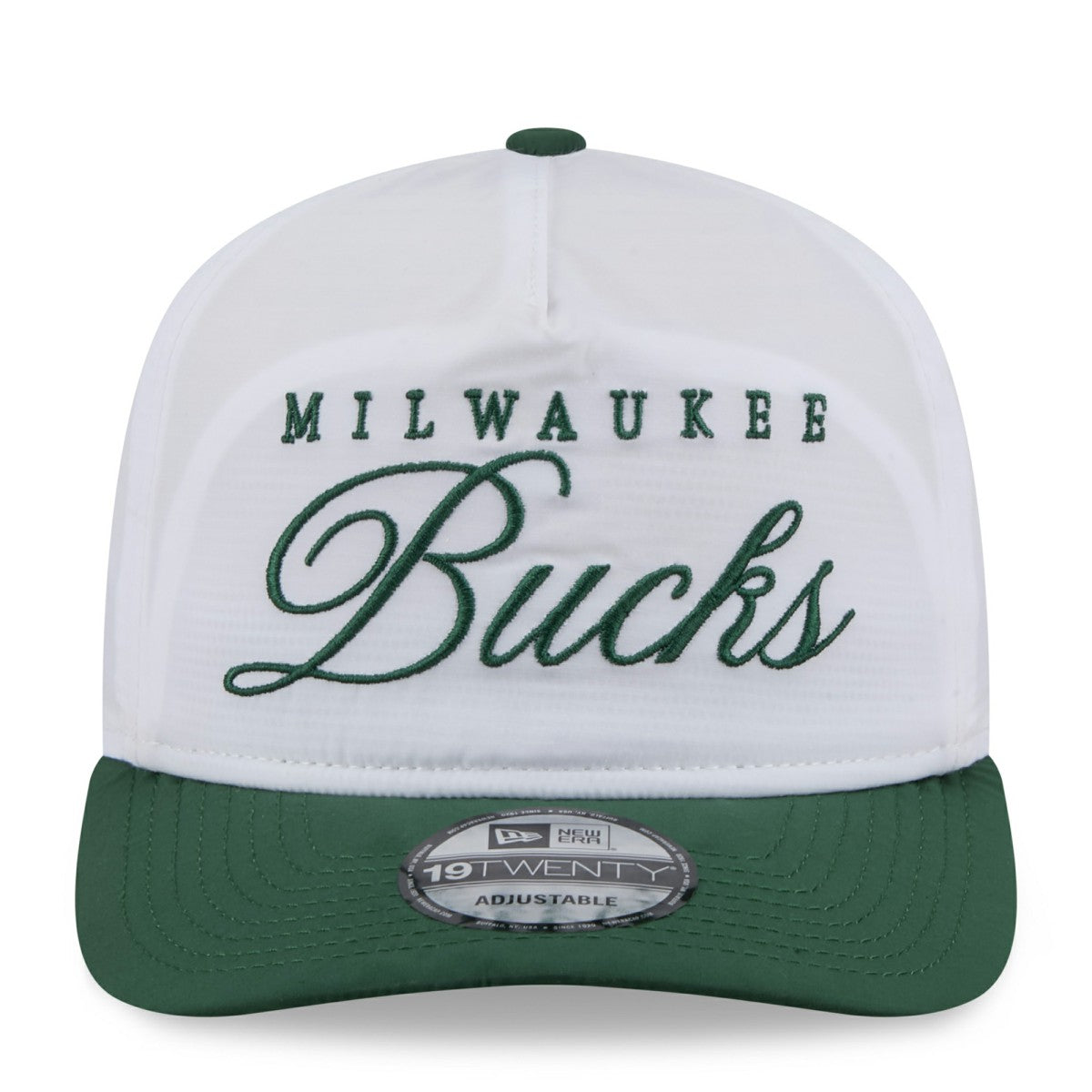 New Era Milwaukee Bucks 2025 NBA Draft On-Stage Nylon 19TWENTY Adjustable Hat White/Hunter Green