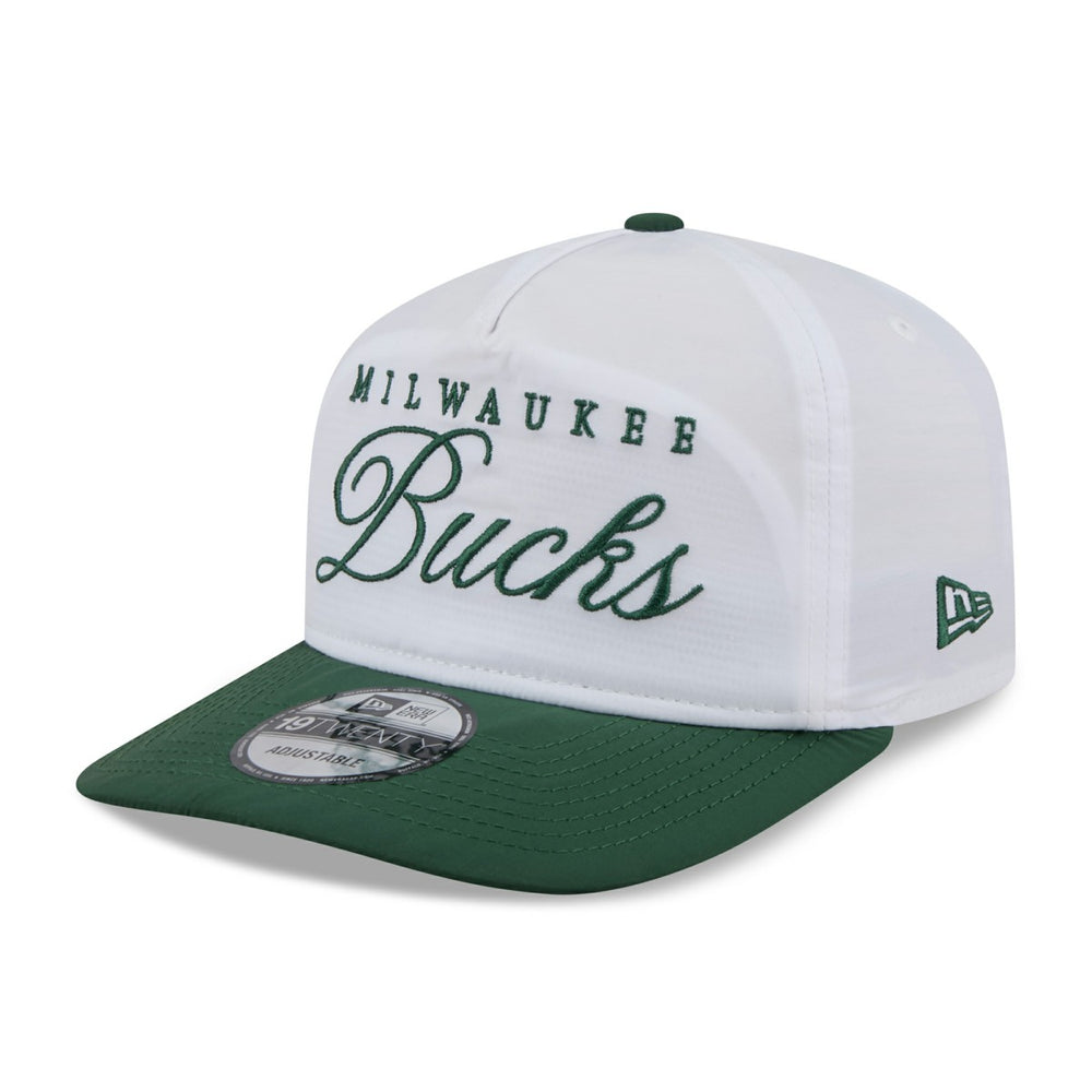 New Era Milwaukee Bucks 2025 NBA Draft On-Stage Nylon 19TWENTY Adjustable Hat White/Hunter Green
