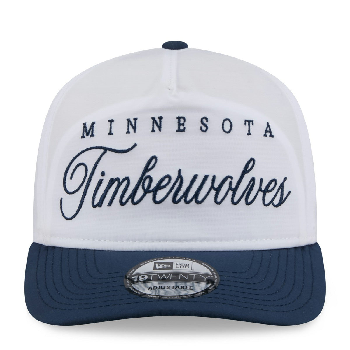 New Era Minnesota Timberwolves 2025 NBA Draft On-Stage Nylon 19TWENTY Adjustable Hat White/Navy