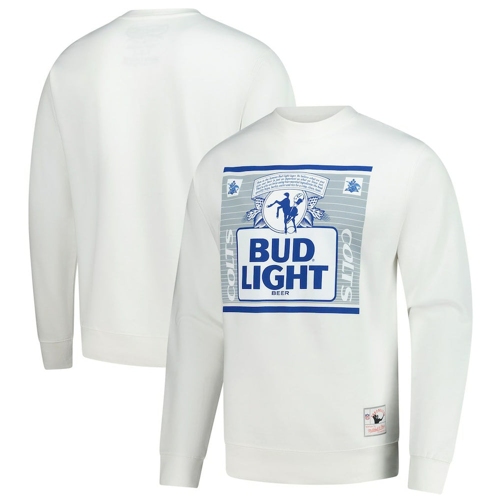 Indianapolis Colts x Bud Light The Crest Pullover Sweatshirt - White - Mitchell & Ness