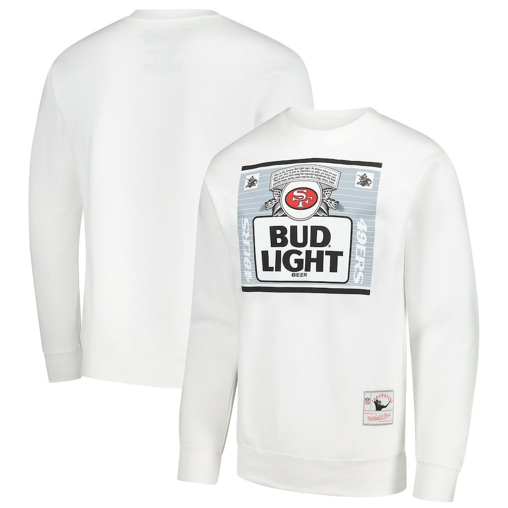 San Francisco 49ers x Bud Light The Crest Pullover Sweatshirt - White - Mitchell & Ness