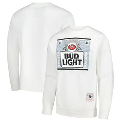 San Francisco 49ers x Bud Light The Crest Pullover Sweatshirt - White - Mitchell & Ness